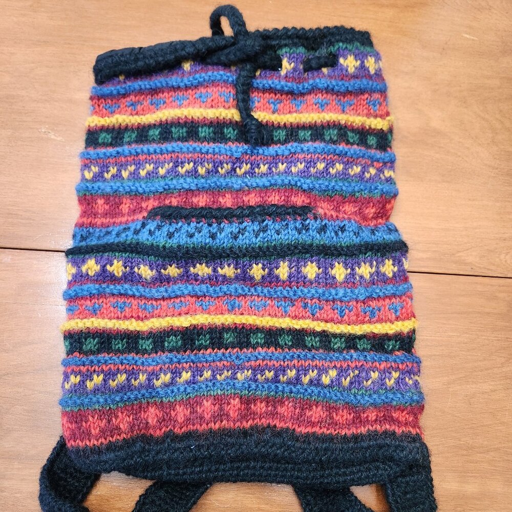 Colorful knit backpack from Nepal